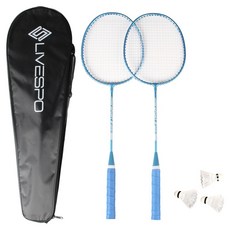 리브스포 배드민턴 라켓 2p + 풀커버 + 셔틀콕 3p 세트, 1세트, 블루