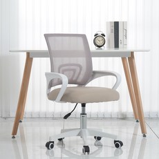 로고스토리 AIR-C 의자 기본형, 화이트프레임 + 샌드베이지