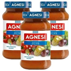 AGNESI 義大利 番茄橄欖麵醬, 精選成熟番茄, 橄欖油搭配, 400g, 3罐