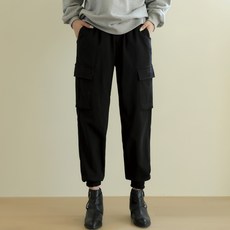 BBAEBBAE 女款抽繩腰部鬆緊帶工裝口袋束口褲