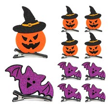 Party09 萬聖節髮夾 帽子南瓜 5入 + 蝙蝠 5入, 混合色, 1套