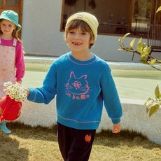 LIEBELLO 兒童Line貓咪寬鬆大學T