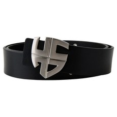 남성용 헨리스튜어트 이니셜 엠블럼 가죽 골프벨트, 블랙 + 실버, 1개
