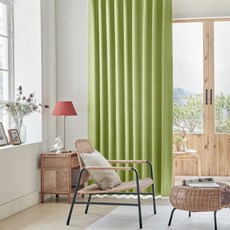 VIEW HOUSE Luna 亞麻遮光窗簾 150cm 2P, 橄欖綠