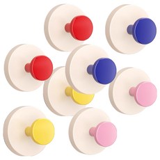 Hanbomnuri 免鑽孔黏貼吸附式彩色壁掛掛鉤4件組, 2套, 混合色