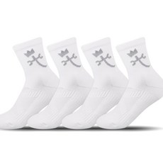 까스텔바작 쿠션 압박 중목양말 세트 CSW-02, 화이트, 4개