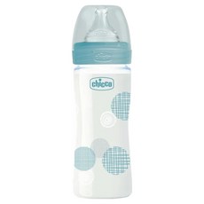 Chicco 舒適哺乳 防脹氣 玻璃奶瓶 240ml 寶寶適用, 帥氣男孩, 1個