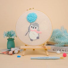 Artjoy DIY打孔針刺繡套組, 企鵝與氣球款, 1組