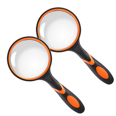 Bakojel 手柄放大鏡 直徑 100mm, 橘色, 2個