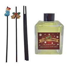 QiMart 聖誕繽紛款法國精油珪藻土擴香瓶 法國精油 + 珪藻土擴香棒 + 聖誕造型配件2個 + 纖維薰香棒2個 200ml, 濃情茉莉, 1組