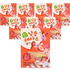 홈앤키즈 칼슘웨하스, 딸기맛, 42g, 8개