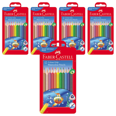 FABER-CASTELL 輝柏 水彩彩色握把彩色鉛筆鐵盒, 12 種顏色, 5個