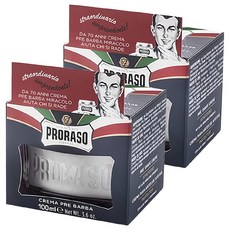 PRORASO 鬍前軟化膏 - 滋潤鬍鬚, 維生素E配方, 100ml, 2罐