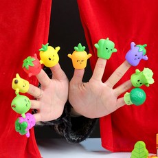 Kes.B 玩樂橡膠水果蔬菜手指玩偶, 10種, 1套