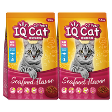 IQ Cat 聰明貓 成貓用 乾糧, 海鮮口味, 1.5kg, 2袋