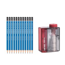 STAEDTLER 素描鉛筆 2H 12入+4段式便攜型削鉛筆機 隨機出貨, 混色, 1套