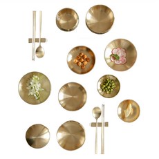 Notdam Bangjja 宴會Sullin碗組 兩人用 17入, 單色, 空氣 2p + 碗 2p + 蓋子 2p + 圓碗小 + 中 2p + 點球 2p + 勺子 2p + 筷子 2 件