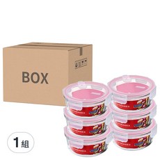 Glasslock 格拉氏洛克 可微波透氣上蓋強化玻璃保鮮盒超值6件組 圓形 950ml, 上蓋：透明及紅色膠條；
玻璃本體：透明, 1組