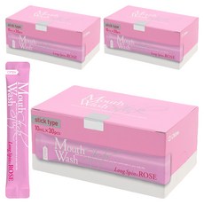 롱스핀 마우스워시 일회용 구강청결제 스틱 로즈 30개입, 300ml, 3개