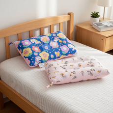 100%純棉可水洗兒童枕頭 2個, 花朵獨角獸 藍色 + 彩虹飛馬