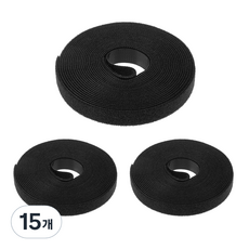 코멧 홈 찍찍이 케이블타이 1.5cm x 5m 블랙, 15개