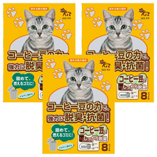 QQ KIT 咖啡環保紙貓砂 咖啡豆除臭抗菌, 8L, 3盒