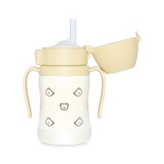 그로미미 원터치 스테인리스 빨대컵, 200ml, 1개, 돗꼼버터