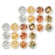 Jello Jello Gel Nail 豪華珍珠母貝金箔銀箔金屬箔指甲閃光基本套組 12, 2個, 混合色