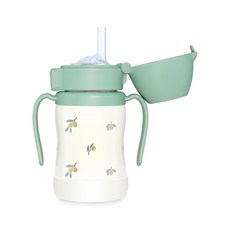 그로미미 원터치 스테인리스 빨대컵, 200ml, 1개, 올리브피스타치오