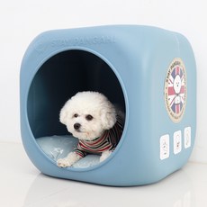 레드퍼피 빵아 다이스 펫하우스 + 방석, 파스텔블루, 1개