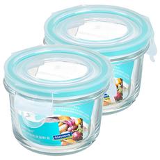 Glasslock 格拉氏洛克 強化玻璃微波保鮮盒 圓形 165ml, 2組, 1個容器 + 1個蓋子