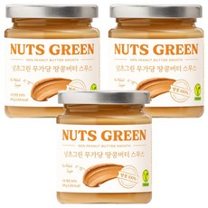 넛츠그린 100% 무가당 땅콩버터 스무스, 200g, 3개