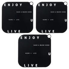 水孔防臭墊 Set 3個 透明款/圖案款, 20 x 20cm, 黑色英文