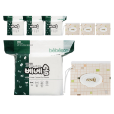베베솜 표백 건티슈 순면 아기물티슈 리필형 360매 + 지퍼백, 60g, 4세트