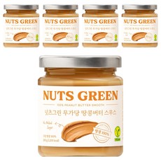 넛츠그린 100% 무가당 땅콩버터 스무스, 200g, 5개