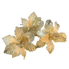 MODACore 摩達客 大聖誕花材擺飾 插飾 3朵入, 香檳金色系, 1件