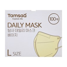Tamsaa 日常鳥嘴型立體口罩 韓國製 L, 100片, 1盒, 米色