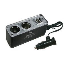 Kinyo 車用點煙擴充座 + USB充電孔 CRU-15 93 x 50 x 33mm 60g, 4孔, 1個