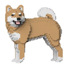 JEKCA 轉頭柴犬積木 M號, 1個, 棕色