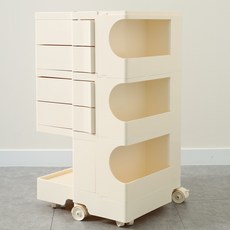 하비티 이동식 수납 회전서랍 트롤리, 화이트, 4단