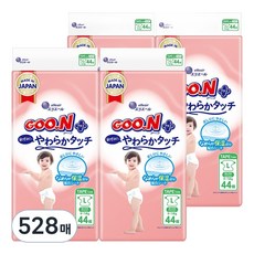 GOO.N 大王 PLUS 柔軟觸感黏貼型尿布, 528張, 大號(L)