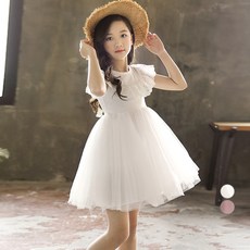 Noble Angel 女童肩部蕾絲夏季連身裙 No 336