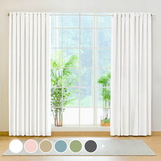 The Zari 無接縫客廳專用孔眼遮光窗簾 + 窗簾綁帶組, 白色