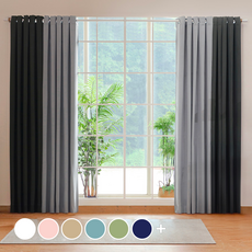 The Zari 無接縫客廳專用孔眼遮光窗簾 + 窗簾綁帶組, 炭灰色