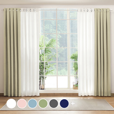 The Zari 無接縫客廳專用穿環式遮光窗簾 + 窗簾綁帶組, 米色