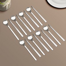 Willive 韓國製 304不鏽鋼 Hiel 餐具組, 霧面銀, 湯匙(8P) + 筷子(8P), 1套