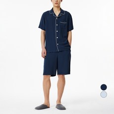 JAJU (JAJU) 男性彩色嫘縈五分睡衣套組