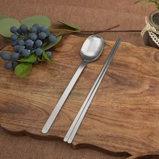 Willive 韓國製抗菌餐具組, 湯匙 1p + 筷子 1雙, 霧面銀