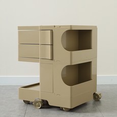 하비티 이동식 수납 회전서랍 트롤리 2단, 애쉬브라운