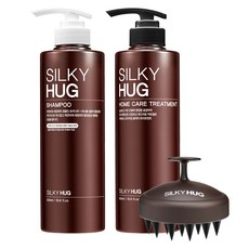 SILKY HUG 洗髮精 500ml+護髮素 500ml+洗頭按摩梳 黑色組合, 1套